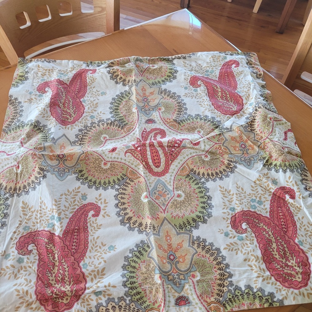 Potterybarn Paisley Abstract Euro Sham Red Green Beige (1)  26x26